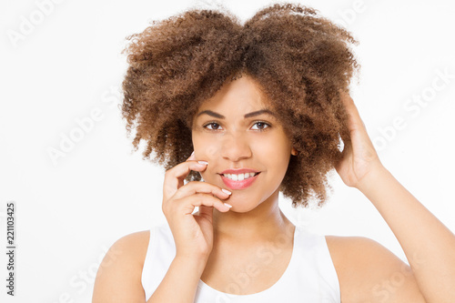 Beautiful Young African American Woman Isolated On White