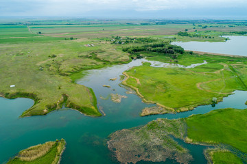 aerial top view of forest mountain in asian Kazakhstan