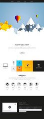 Wall Mural - colorful vector website with origami paper clouds and sky header design.