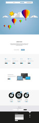 Wall Mural - colorful vector website with origami paper clouds and sky header design.