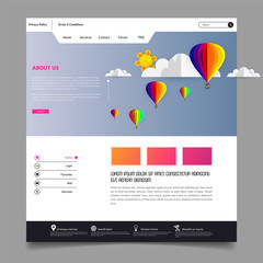 Wall Mural - colorful vector website with origami paper clouds and sky header design.