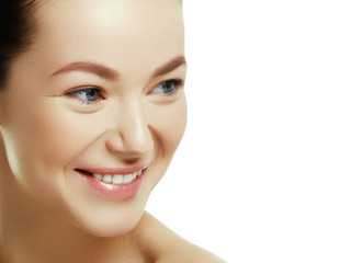 beautiful young woman with clean fresh skin. beaity face. facial treatment. cosmetology, beauty and 