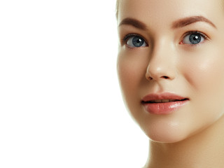 beautiful young woman with clean fresh skin. beaity face. facial treatment. cosmetology, beauty and 
