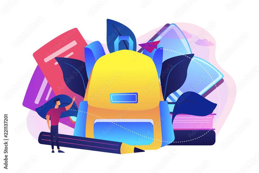 Backpack with books, notebooks, pencil and student Stock Vector | Adobe ...