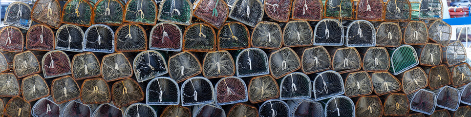 panorama lobster pot in galicia,spain