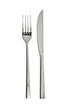 Steel fork and knife - isolated on withe background 
