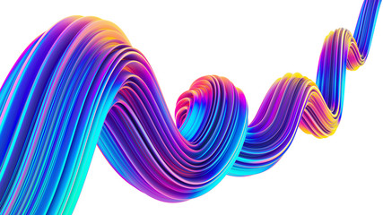 Sticker - 3d liquid design twisted shape in holographic neon colors for christmas backgrounds