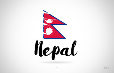 Wall Mural - nepal country flag concept with grunge design icon logo