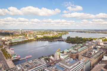 Wall Mural - Aerial view of of Alster lakes inHamburg, Germany