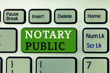 Word writing text Notary Public. Business concept for Legality Documentation Authorization Certification Contract.