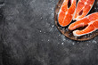 © Sea Wave - Raw salmon fish. Fresh salmon steaks