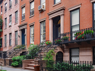 Sticker - front steps of New York brownstone apartment buildings