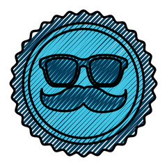 Sticker - vintage label mustache glasses hipster