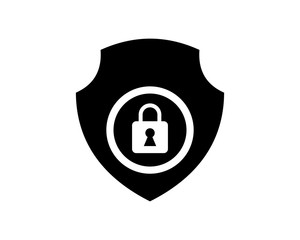 Wall Mural - black key lock shield secure protect image vector icon logo symbol