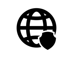 Wall Mural - black computer shield earth secure protect image vector icon logo symbol