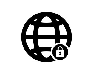 Wall Mural - black computer earth lock secure protect image vector icon logo symbol