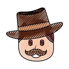 Sticker - character man face mustache and hat laughing expression