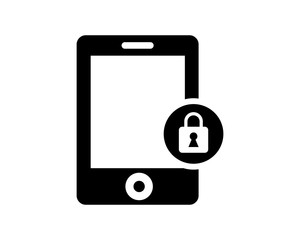 Wall Mural - black computer phone secure protect image vector icon logo symbol
