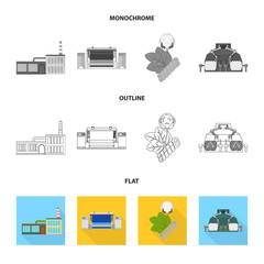 Wall Mural - Factory, enterprise, buildings and other web icon in flat,outline,monochrome style. Textile, industry, fabric icons in set collection.