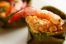 Thai Curry Seafood Custard (Hor Mok)is A Thai Dish Made With Red Curry Paste, Coconut Milk And The Assortment Of Seafood