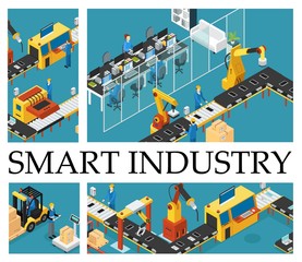 Poster - Isometric Automated Factory Composition