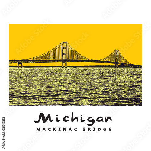 Naklejka most 3d   mackinac-bridge-nowoczesna-konstrukcja-architektoniczna-w-michigan-piekne-ilustracji-wektorowych
