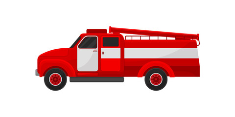 Sticker - Red fire truck, emergency service for firefighting operation vector Illustration on a white background