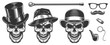 Set of gentlemen skulls