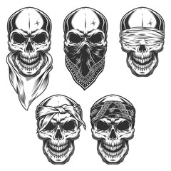 Poster - Set of skull in bandanas