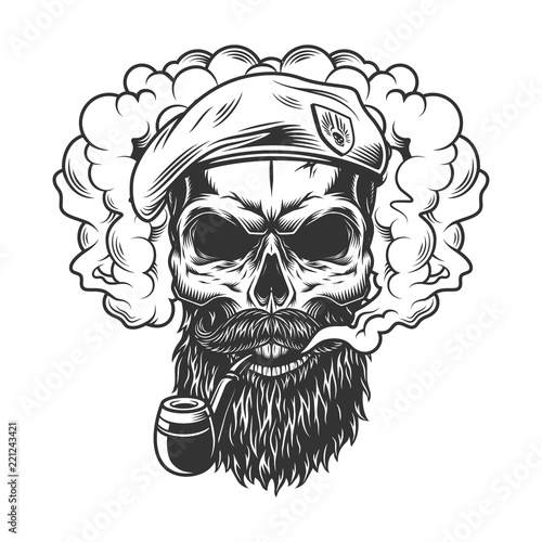 Skull in smoke cloud
