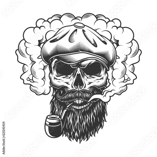 Skull in smoke cloud