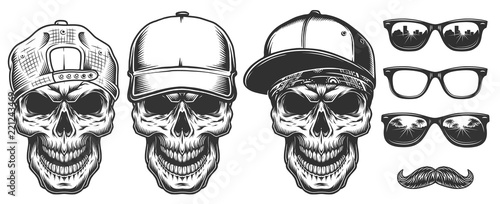 Set of skull in cap