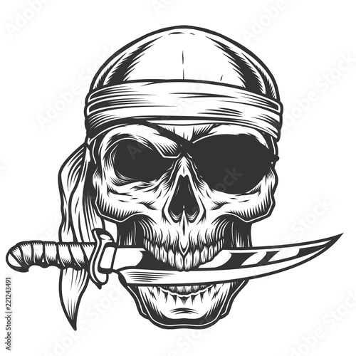 Skull with knife