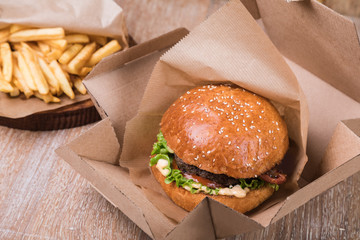 Sticker - Burger on a wooden board