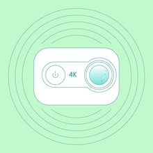 Camera 4k In Outline Flat Style