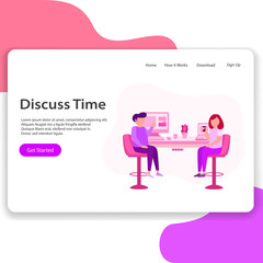 Wall Mural - discuss time landing page illustration