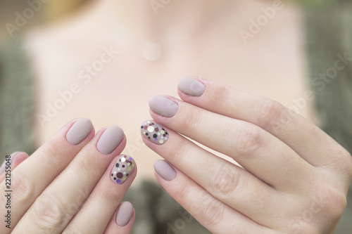 wallpapers Nail Art Designs Light Color https stock adobe com images manicure nails nail art design gel nail polish on two hands gray neutral light color with dots of sequins on the ring finger of black silver brown and purple 221255048 start checkout 1 content id 221255048