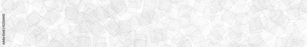 Abstract horizontal banner or background of randomly distributed translucent squares with outlines in white colors. - obrazy, fototapety, plakaty 