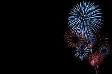 Wall Mural - fireworks on black background