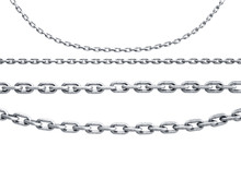 Collection Of Seamless Metal Chains Colored Silver 3d Render On White