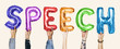 © Rawpixel.com - Rainbow alphabet balloons forming the word speech