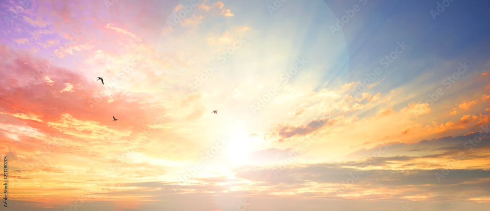 Celestial World concept:Sunset / sunrise with clouds - obrazy, fototapety, plakaty 