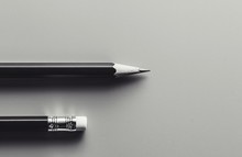 Pencil And Eraser. - Monochrome Background. - Business Concept.