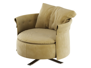 Soft round chair with pillow 3d rendering