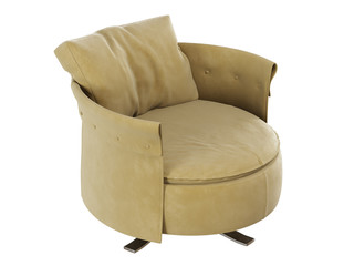 Soft round chair with pillow 3d rendering