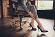 Close-up cropped classic stylish elegant business lady's legs in