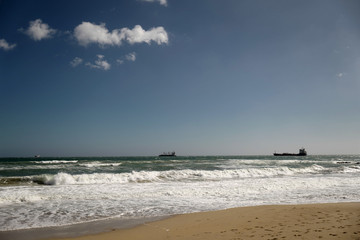 Wall Mural - Cargo ship in sea