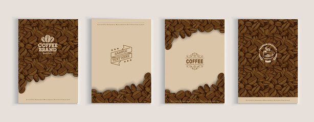 Coffee beans cover design set