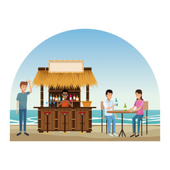 Canvas Print - Beach and kiosks cartoons