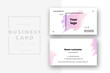 Trendy minimal abstract business card template in pink color. Modern corporate stationery id layout with geometric pattern. Vector fashion background design with information sample name text.